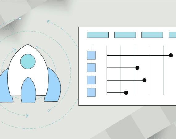 Graphic illustrating a graph showing product launch goals