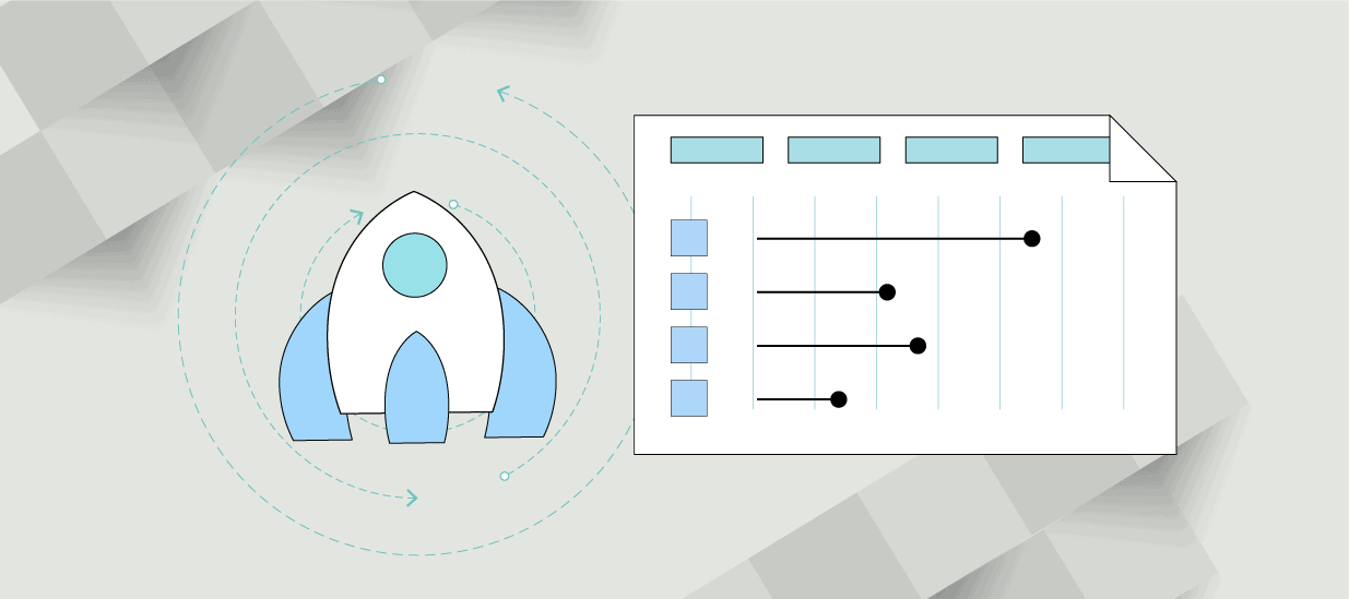 Graphic illustrating a graph showing product launch goals