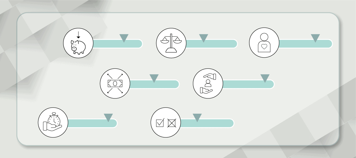 An illustration with images of money, checkboxes, and other representations of product marketing metrics.