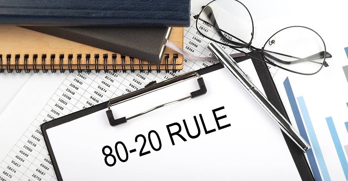 paperwork and reports on 80/20 rule in data