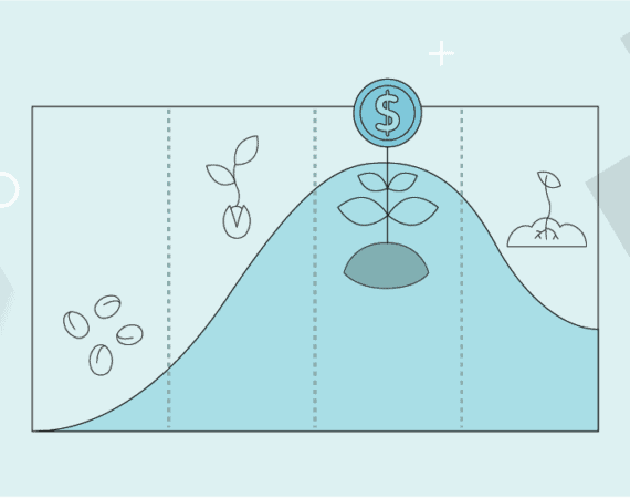 Graphic showing a representation of the product life cycle.