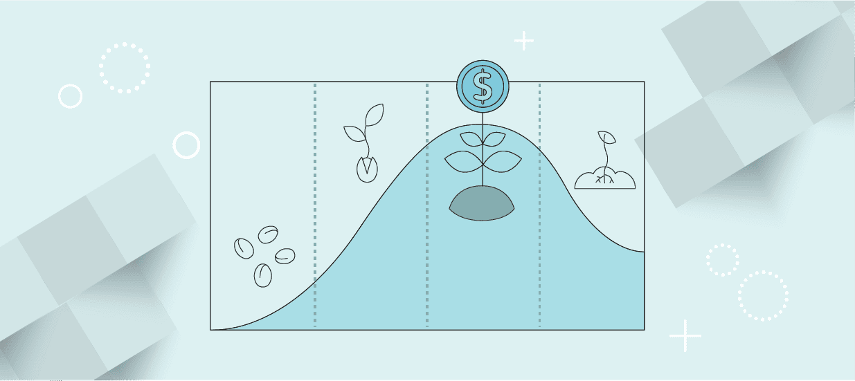 Graphic showing a representation of the product life cycle.