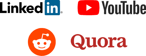 LinkedIn, YouTube, Reddit, and Quora Logos
